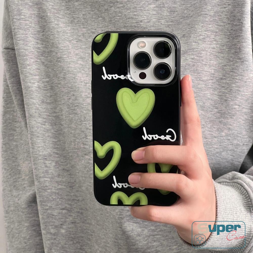 IPHONE Casing Kompatibel Untuk Iphone7 8 Plus 11 12 13 14 Pro Max XR X XS Max SE 2020 Kepribadian Lucu Graffiti Cinta Hati Keren Hitam Glossy Shockproof Lembut TPU Tahan Kotoran Ponsel Cover