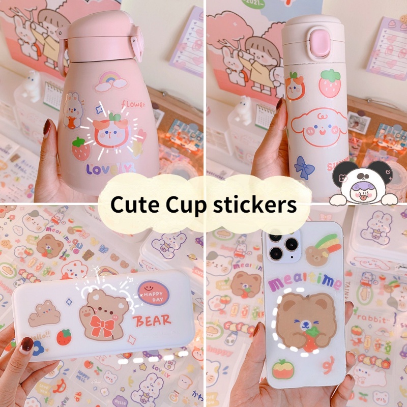 1lembar Kartun Transparan Tangan Akun Stiker Lucu Termos Cangkir Seamless PVC Tahan Air Dekorasi Stiker Ponsel Decals