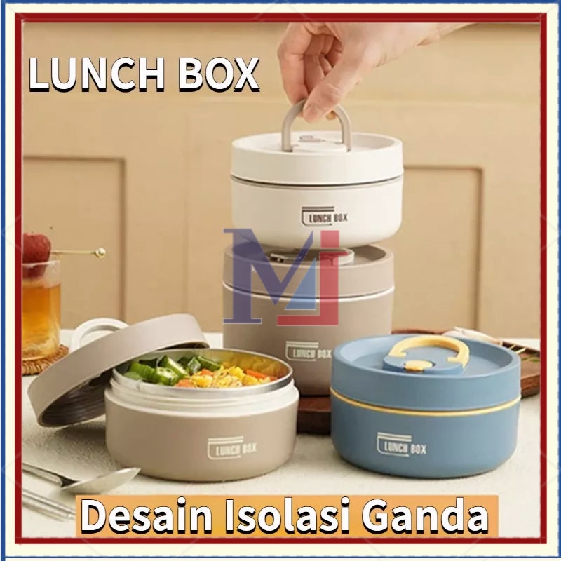 【COD】620ML Lunch Box Stainless Kotak Makan Siang Bento Waterproof 304 Stainless Steel Lunch with Folding Handle