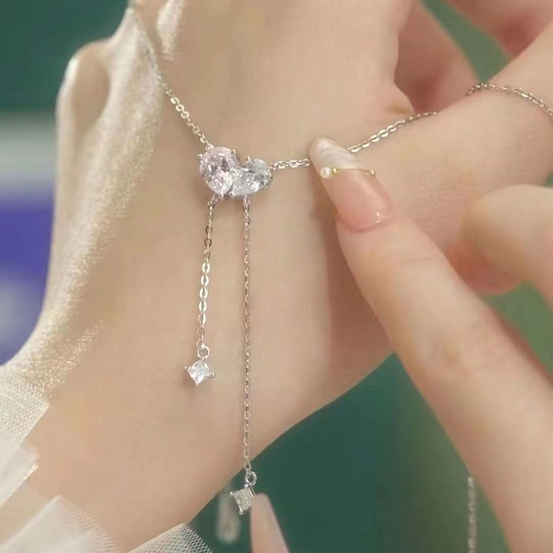 Fashion Alloy Rhinestone Water Drop Geometric Necklace for Girl