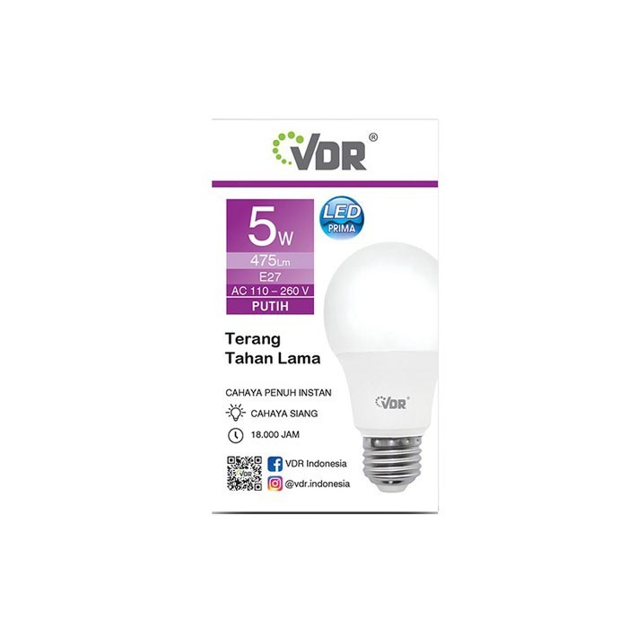 VDR Prima Lampu LED 5W Bohlam 5 Watt