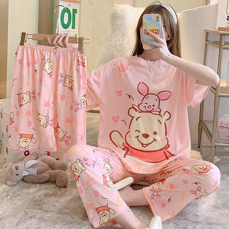 SHOEGALLERY TG0880 Baju Tidur Motif Kartun Wanita Import 3 in 1