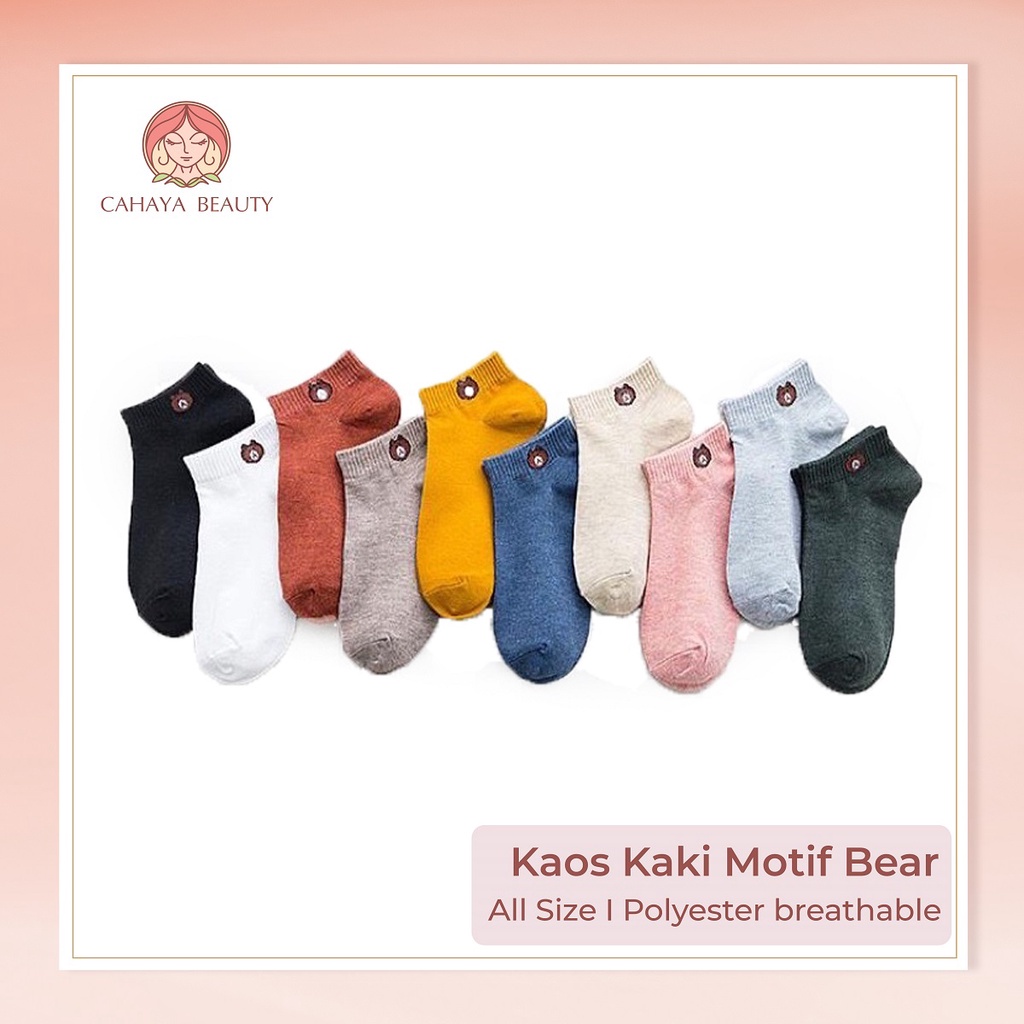 Kaos Kaki / Kaos Kaki Pendek / Kaos Kaki Unisex / Kaos kaki Ankle Beruang Polyester Breathable  - Warna Lengkap TOKO KEANULOVA