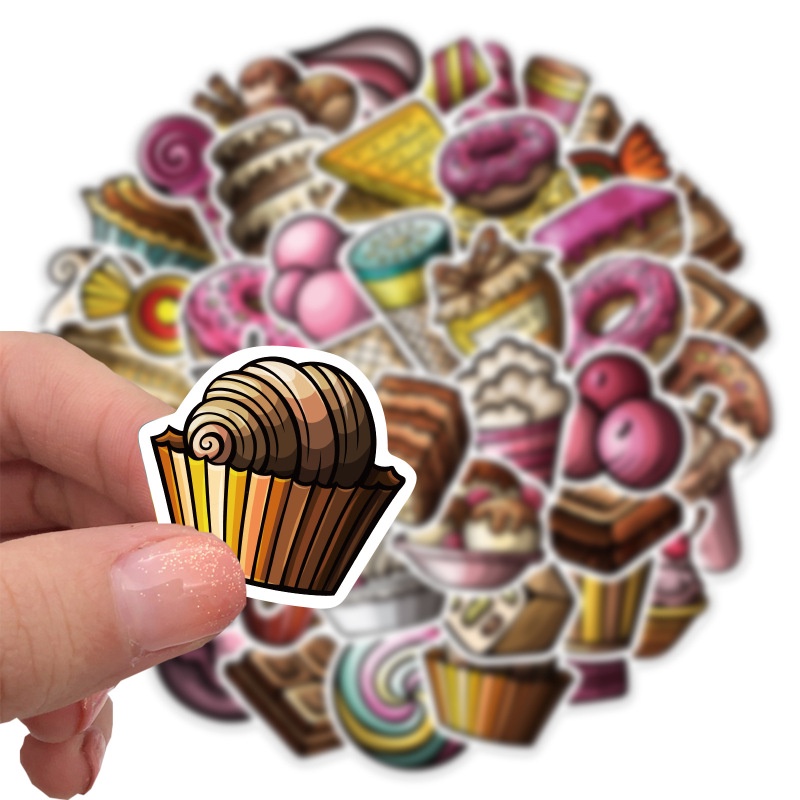 67pcs Stiker Es Krim Donat Makanan Kartun Campuran Untuk Menghias Koper Gitar Notebook Kertas Scrapbook