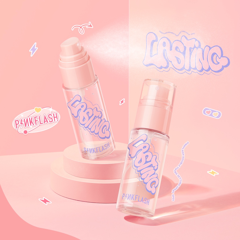 PINKFLASH#More&amp;More Fit Set Shine-free Hydrating Setting Spray Fix &amp; lock Fast film forming Matte Oil-control Soothing Calming