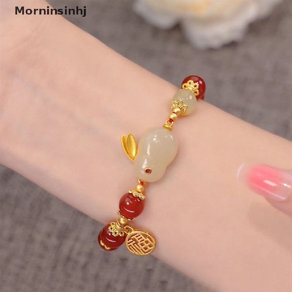 Mornin Fashion Kreatif Gaya Cina Retro Giok Kelinci Gelang Kalung Manik-Manik Gelang Beruntung Gadis Lucu Fashion Manis Gelang Kawaii Beauty Bracelet id