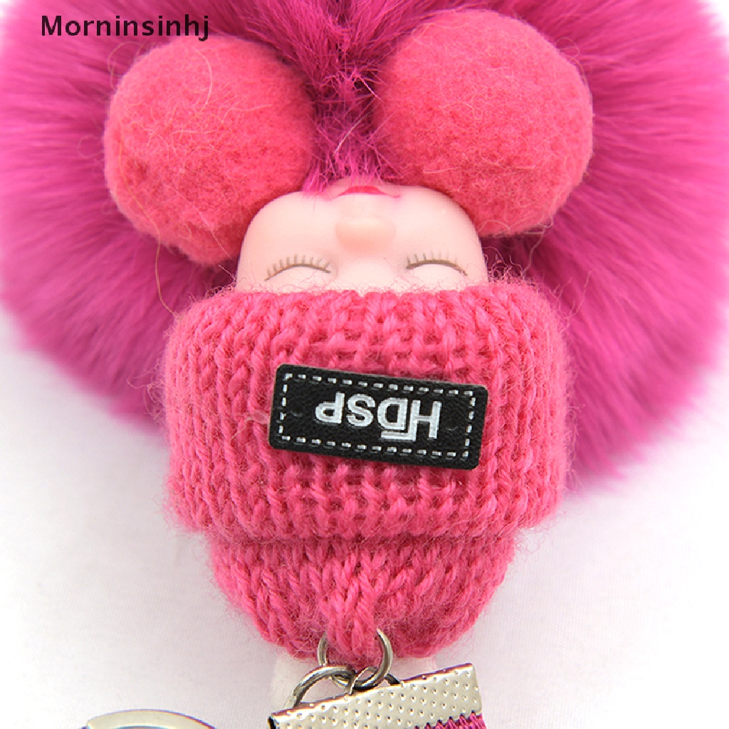 Mornin Pompom Tidur Gantungan Kunci Bayi Lucu Berbulu Plush Doll Keychains id