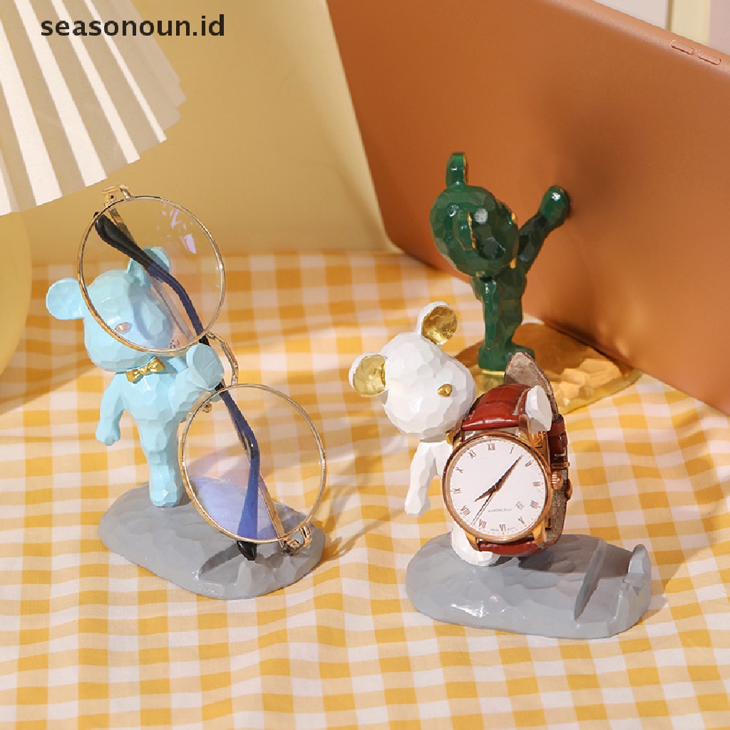 Seasonoun Cute Bear Phone Stand Untuk Dekorasi Desktop Universal Desktop Phone Stand Untuk Semua Tablet Smartphone Handphone.