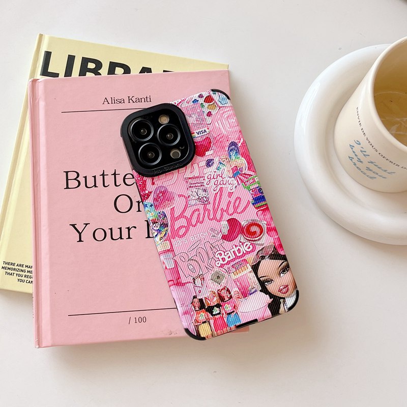 Fashion！Barbie Doll Girl Soft Case HP iP iPhone 11 12 13 14 Pro Max 7 8 + Plus SE 2020 X XR SE 2020 XS Max New FTD Stripe Casing Apple