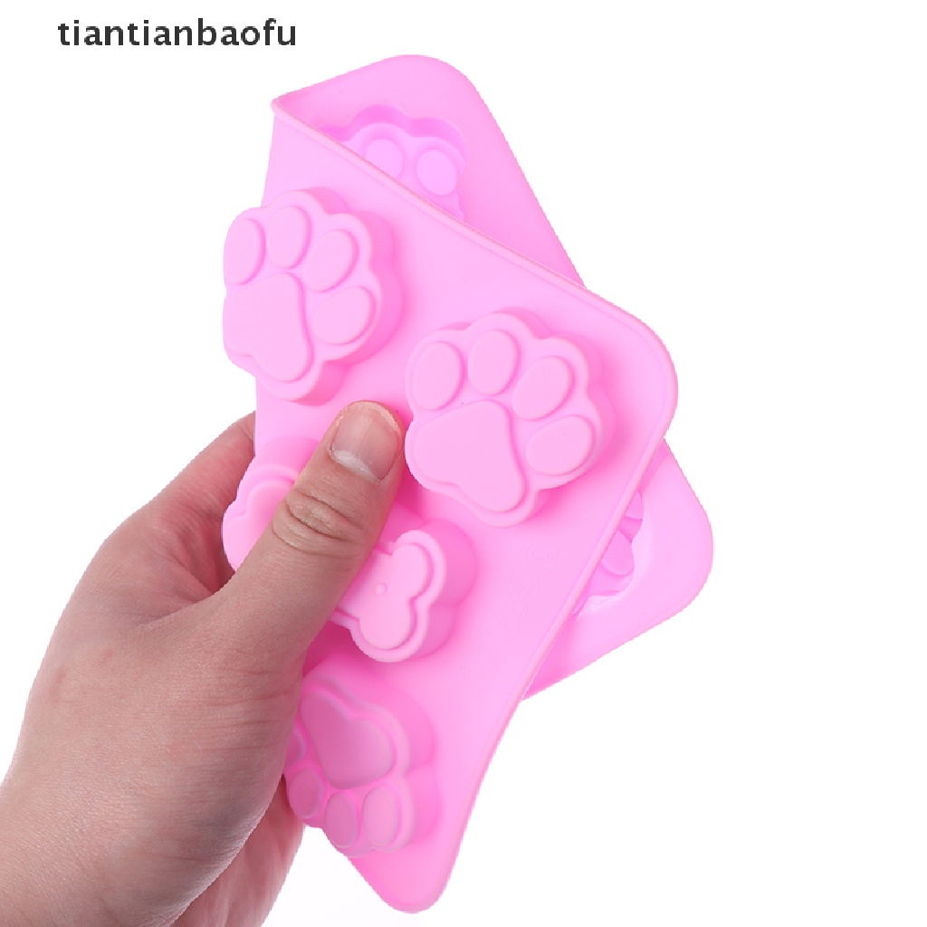 [tiantianbaofu] Cetakan Kaki Tapak Anjing Cetakan Kue Cetakan Tulang 3D DIY Silicone Bakeware Moldses Butik