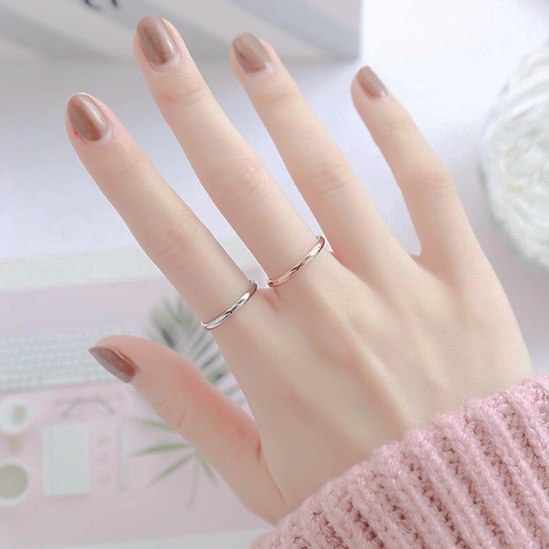 Cincin Tipis Sederhana Individu Untuk Wanita Chi Glossy Lingkaran Rings Aksesoris Perhiasan Memakai Sehari-Hari