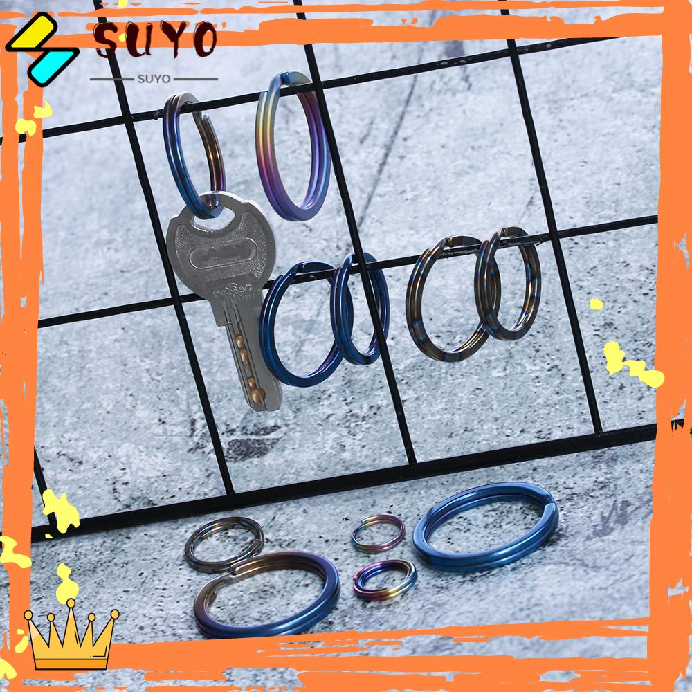 Suyo 1/2pcs EDC Gantungan Kunci Outdoor Alat Gantung Lingkaran Klip Titanium Alloy Key Ring