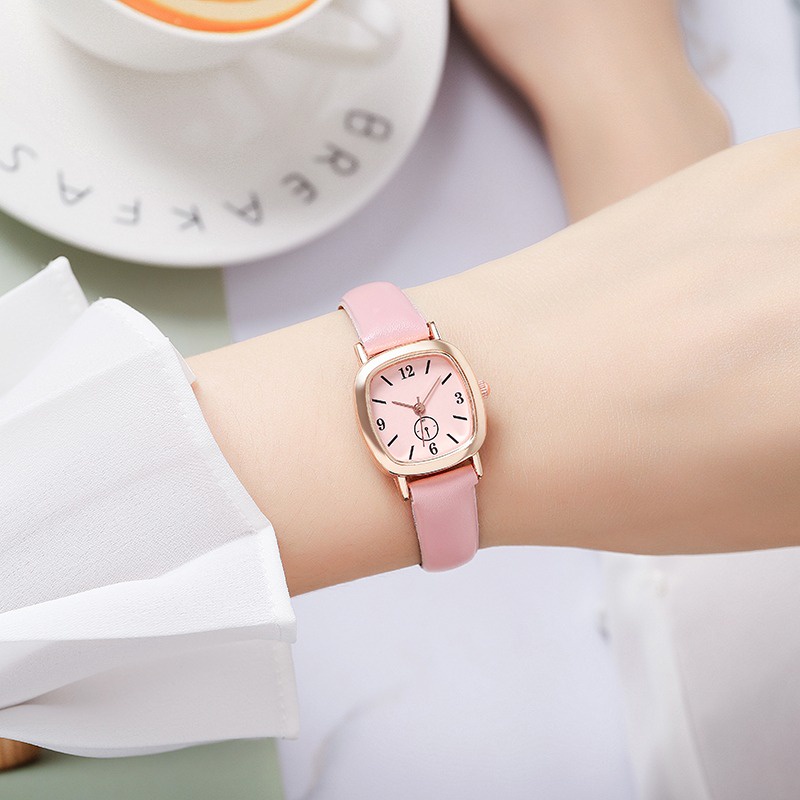 HBS 179 Jam Tangan Strap PU Analog Casual Gaya Retro Untuk Wanita Watch Korean Fashion