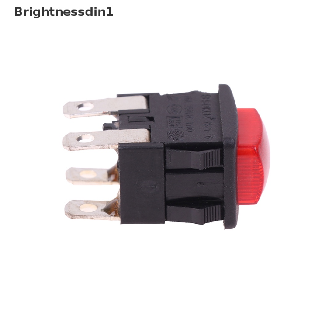 [Brightnessdin1] Red 4Pins 16A Self-Lock On Off Push Button Rocker Switch PS21-16 Dengan Pemanas Cahaya Saklar Sentuh Listrik Untuk Vacuum Cleaner Garment Steamer Boutique