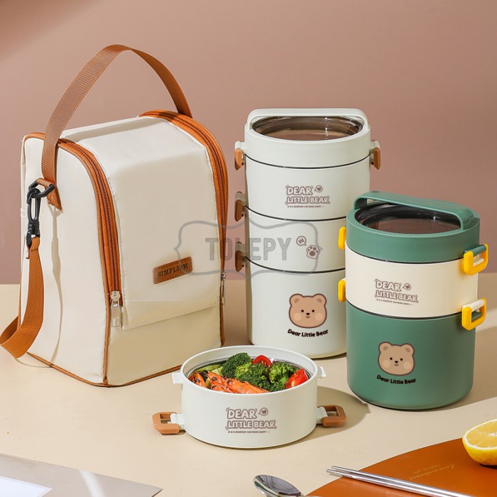 Rantang Rantang Stainless Steel 3 Layer + Insulation Bag / Lunch Box 1800Ml