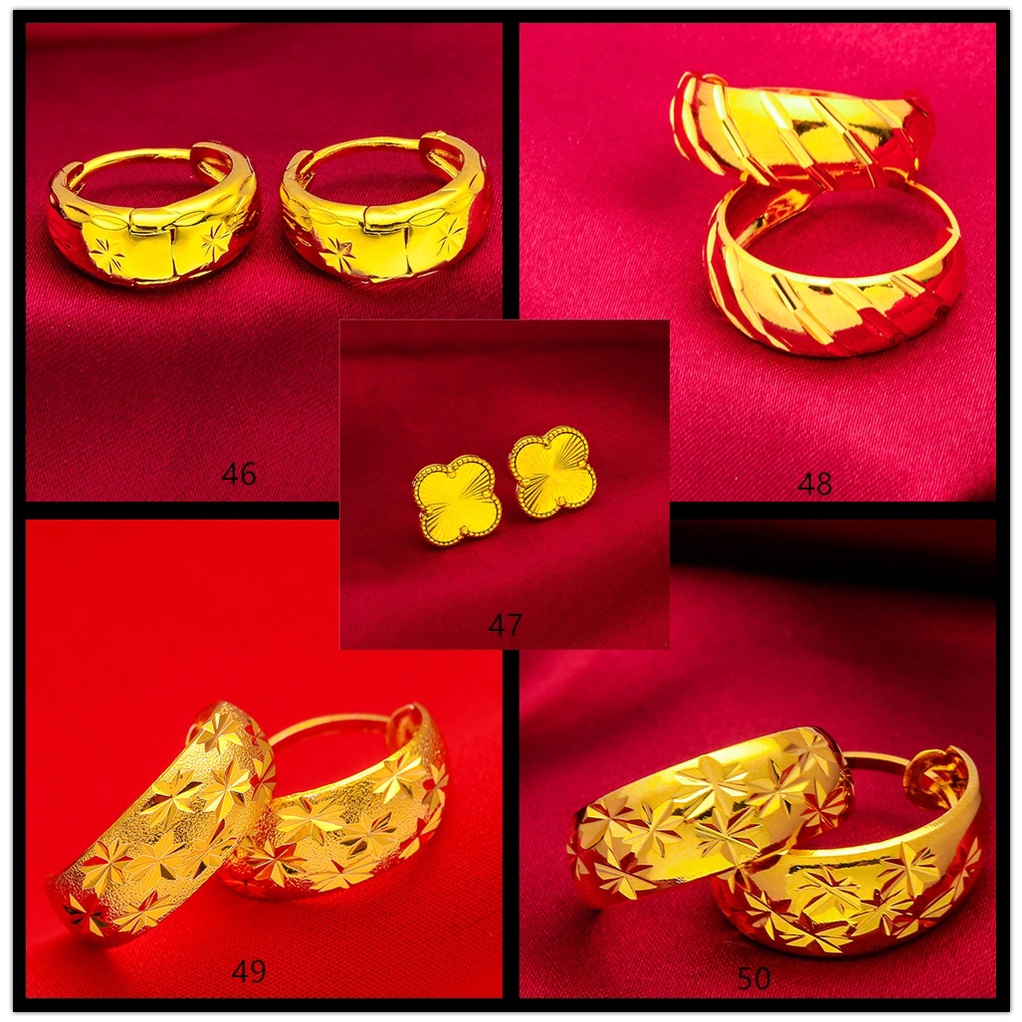 Goldkingdom Fashion Perhiasan Aksesoris Ready Stock Berlapis Emas Liontin Berlian Bubuk Zirkon Anting Kaya Beruntung Makna Anting-Anting Cocok Untuk Ibu