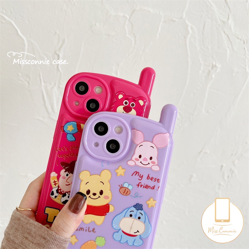 Kartun Strawberry Bear Manyo Case Kompatibel Untuk iPhone 7plus XR 11 14 13 12 Pro MAX 7 8 Plus X XS MAX SE 2020 Kepribadian Retro Bentuk Telepon Cerita Mainan Lucu Alien Lembut Tpu Cover