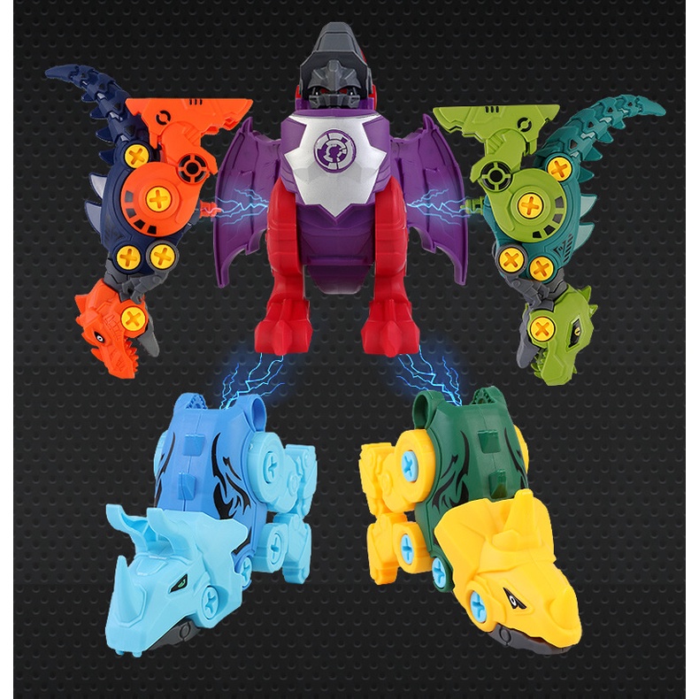 Lima-dalam-satu Bongkar Pasang Dan Rakit Dinosaurus Peluncur+Tiranosaurus Rex Anak DIY Mainan Perakitan