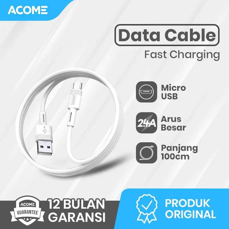 Acome ADM010 Data Cable Micro-USB Fast Charging 2.4A 100cm Garansi Resmi 1 Tahun