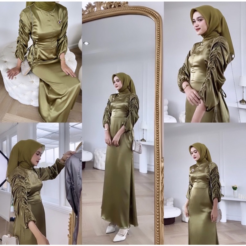 (KIRIM HARI INI) AURORA DRESS SATIN SERUT LUXURY BRIDESMAID GAMIS PESTA KONDANGAN | BELLE DRESS PREMIUM | JASMINE DRESS | GAMIS SERUT TANGAN BUSUI FRIENDLY