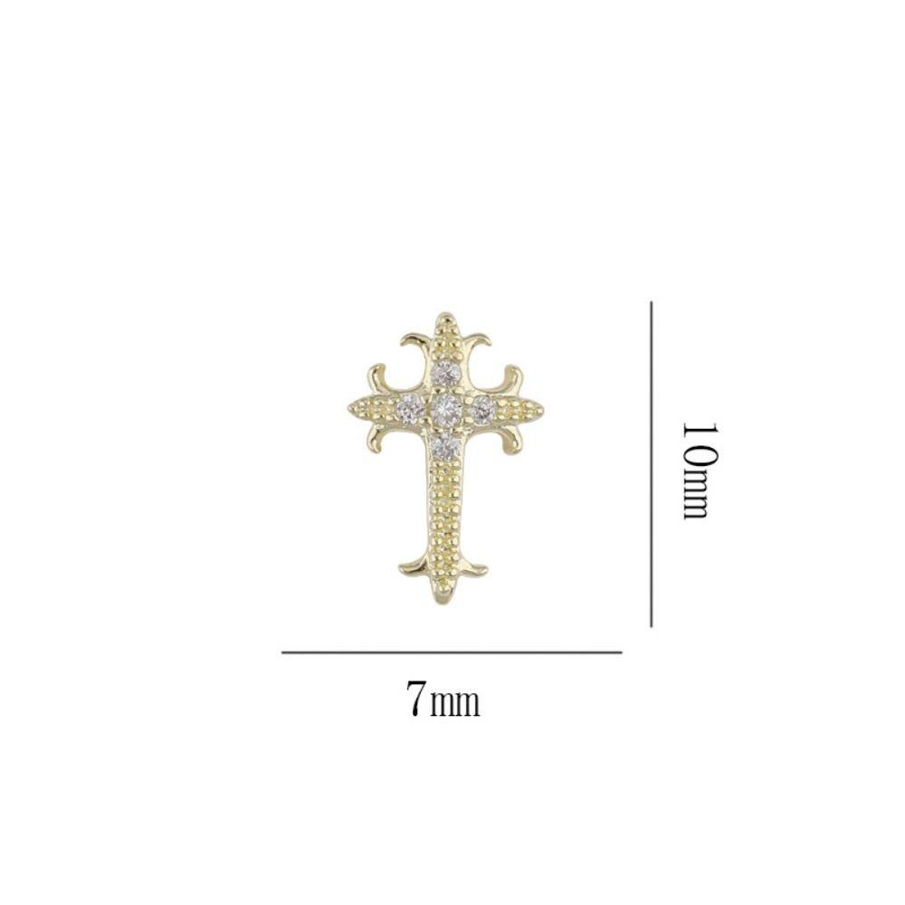 Agustina Manicure Bless Dekorasi 3D Buddha Cross Perhiasan Zirkon Nail Art Charms