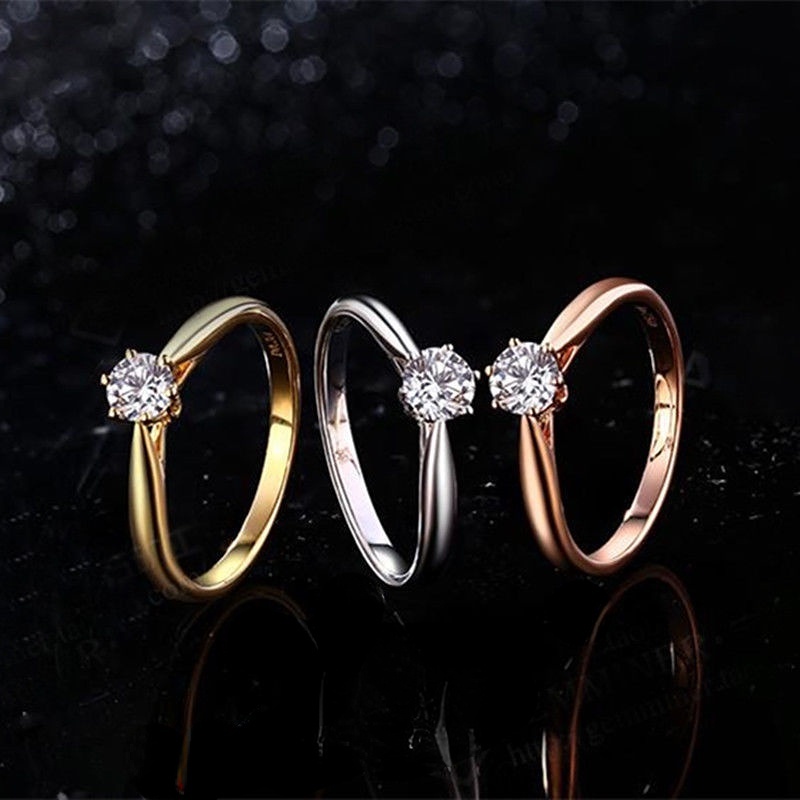 Goldkingdom Fashion Perhiasan Aksesoris Ready Stock Eropa Dan Amerika Klasik Rose Gold Gilt Crown Enam Cakar Cincin Kawin Lamaran, Cincin Tunangan Cincin Ring