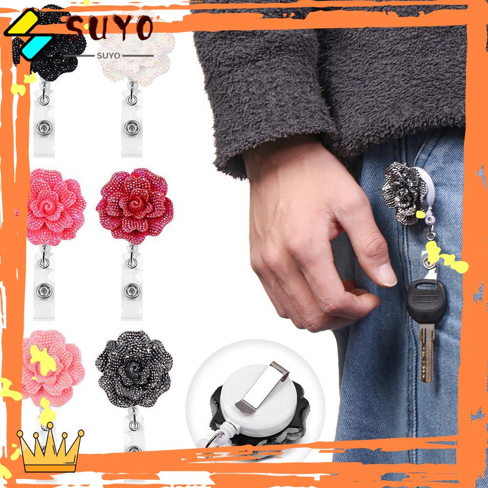 Suyo Badge Reel Perlengkapan Kantor Fashion Lanyard ID Kartu Nama Anti-Lost Klip Stationery Badges Holder