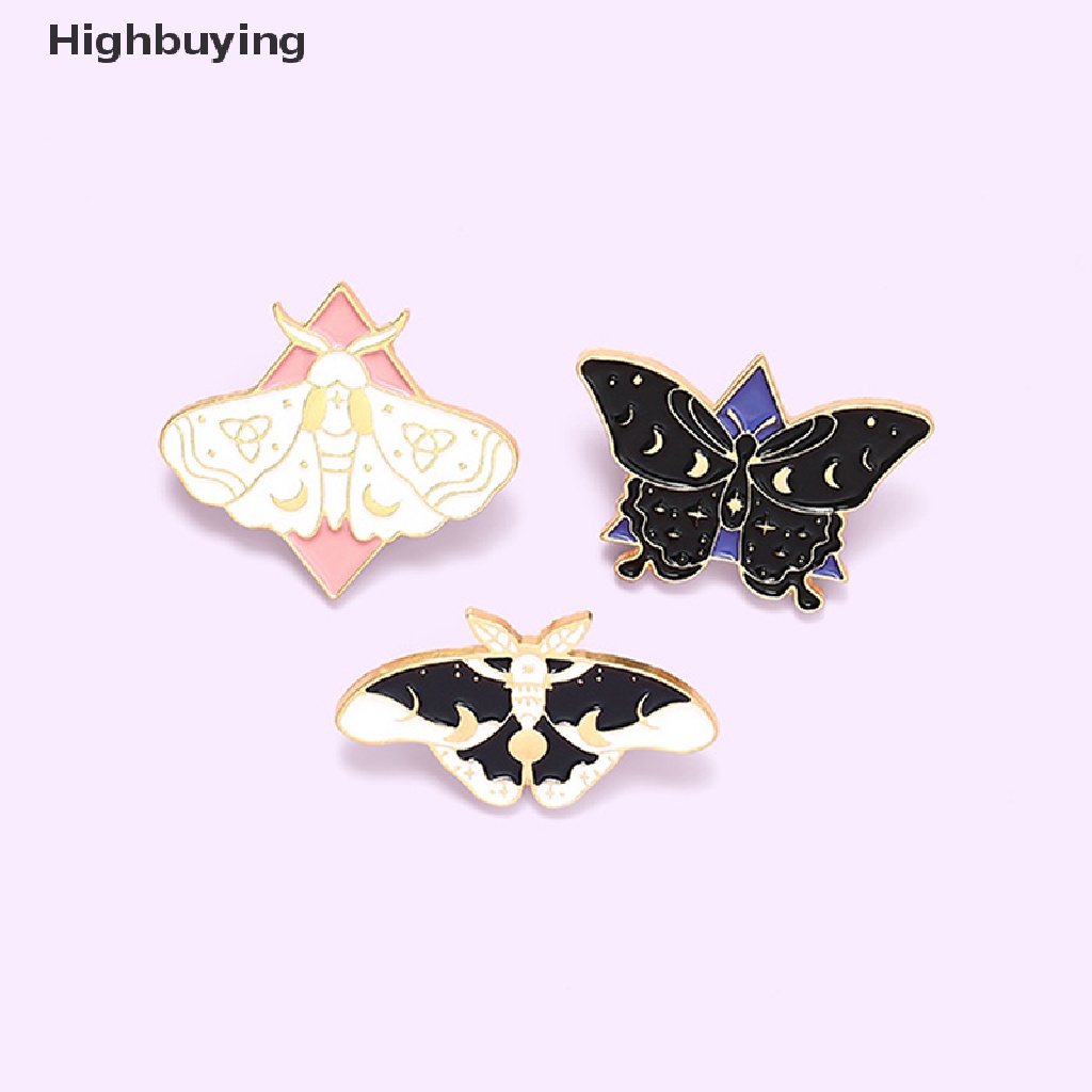 Hbid 3Pcs Pin Enamel Kupu-Kupu Ngengat Fase Bros Tas Pakaian Lapel Pin Lencana Hadiah Glory