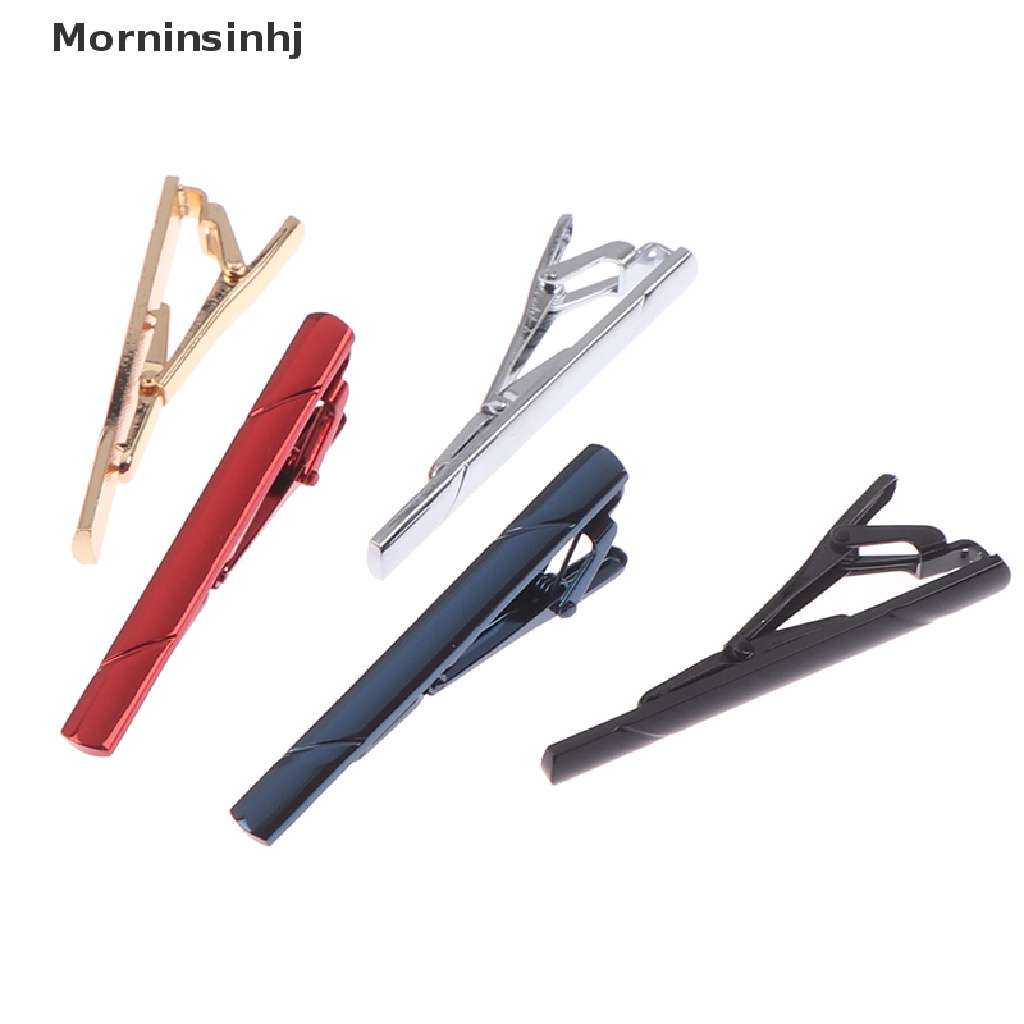 Mornin Jepit Dasi Pria Metal Copper Simple Bar Clasp Black Navy Blue Jepitan Dasi id