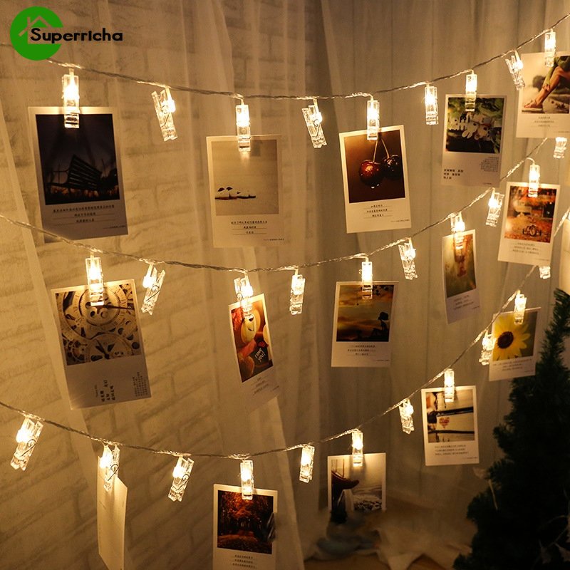 1/2.5/3m Foto Klip Wall Light String/Lampu Natal Peri String/Foto Wall Decor Light Natal Pernikahan Ulang Tahun Pesta Valentine Dekorasi/Kawat Tembaga Lampu Dinding