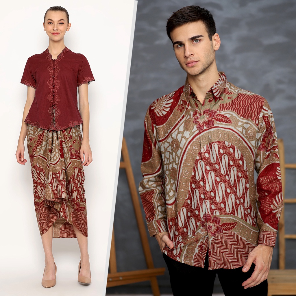 BAJU BATIK COUPLE Kemeja Rok Lilit Aurora Instan Batik Pria Lengan Panjang Slimfit Premium Parang Roll Merah Maroon 723250 Cap 72 - Baju Kemeja Atasan Pakaian Batik Couple Cople Pria Cowok Laki Laki Remaja Keluarga Lengan Panjang Modern Slimfit Premium