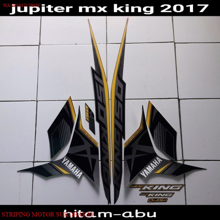 (ORI) sticker striping body lis motor jupiter mx king 2017 hitam-abu KUALITAS ORIGINAL MURAH