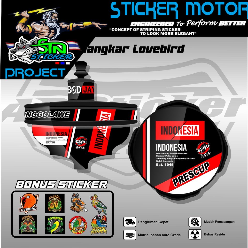 Stiker Tebok Lovebird Motif Ebod Jaya - Sticker Decal Sangkar Burung Love bird Tipe BATMAN AR-004