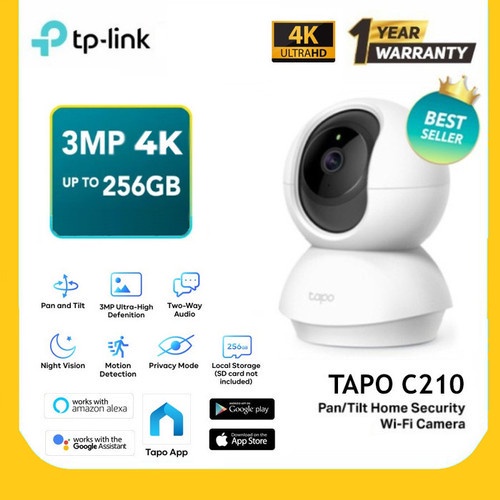 TPLink TAPO-C210 Pan/Tilt Indoor Wireless Home Security Camera Tapo C210 M M9