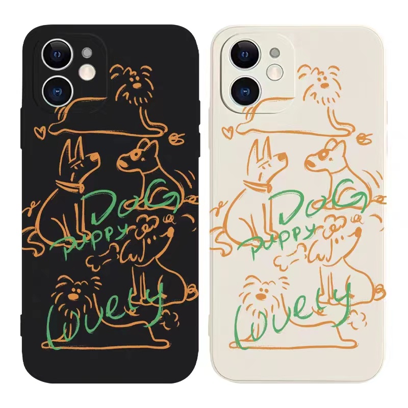 IPHONE Ins Pola Puppy Cocok Untuk Iphone14 14pro 14plus 13 13pro 13prm iPhone12 7Plus 8Plus Xr XS 13 Pro Max Empat Sudut Casing Ponsel Tahan Guncangan