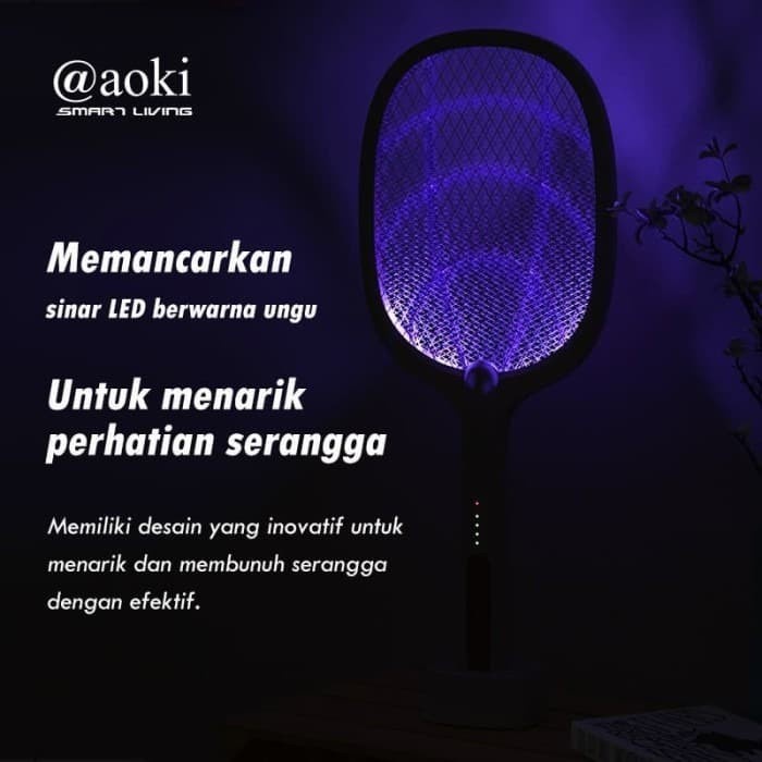 RAKET NYAMUK CANGGIH EFEKTIF 2in1 INSECT KILLER WIRELESS CAS AOKI 881S murah