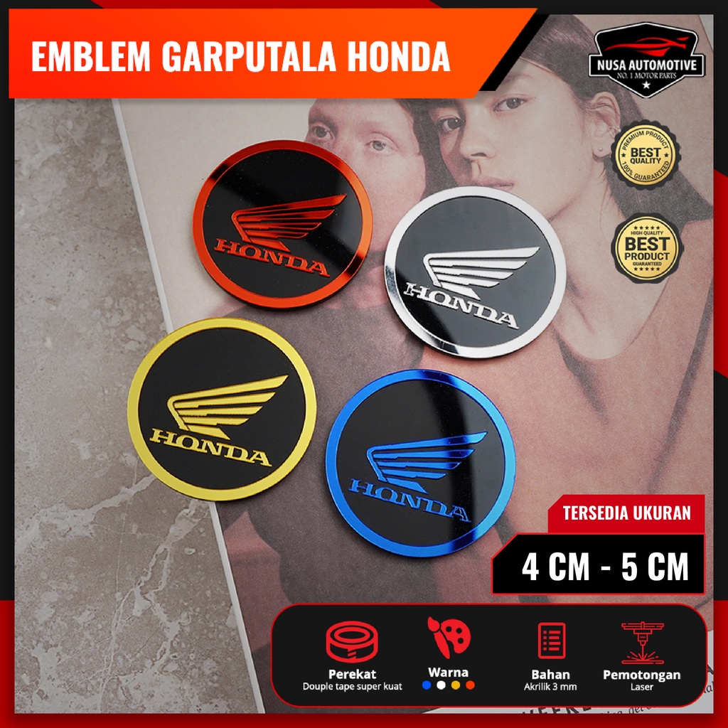 (2 pcs) Emblem garnish logo sayap honda bulat bahan akrilik 5cm