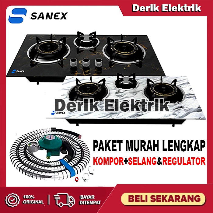 SANEX KOMPOR GAS KACA SN-KT301 3 TUNGKU 2IN1 BISA TANAM DAN DUDUK MURAH