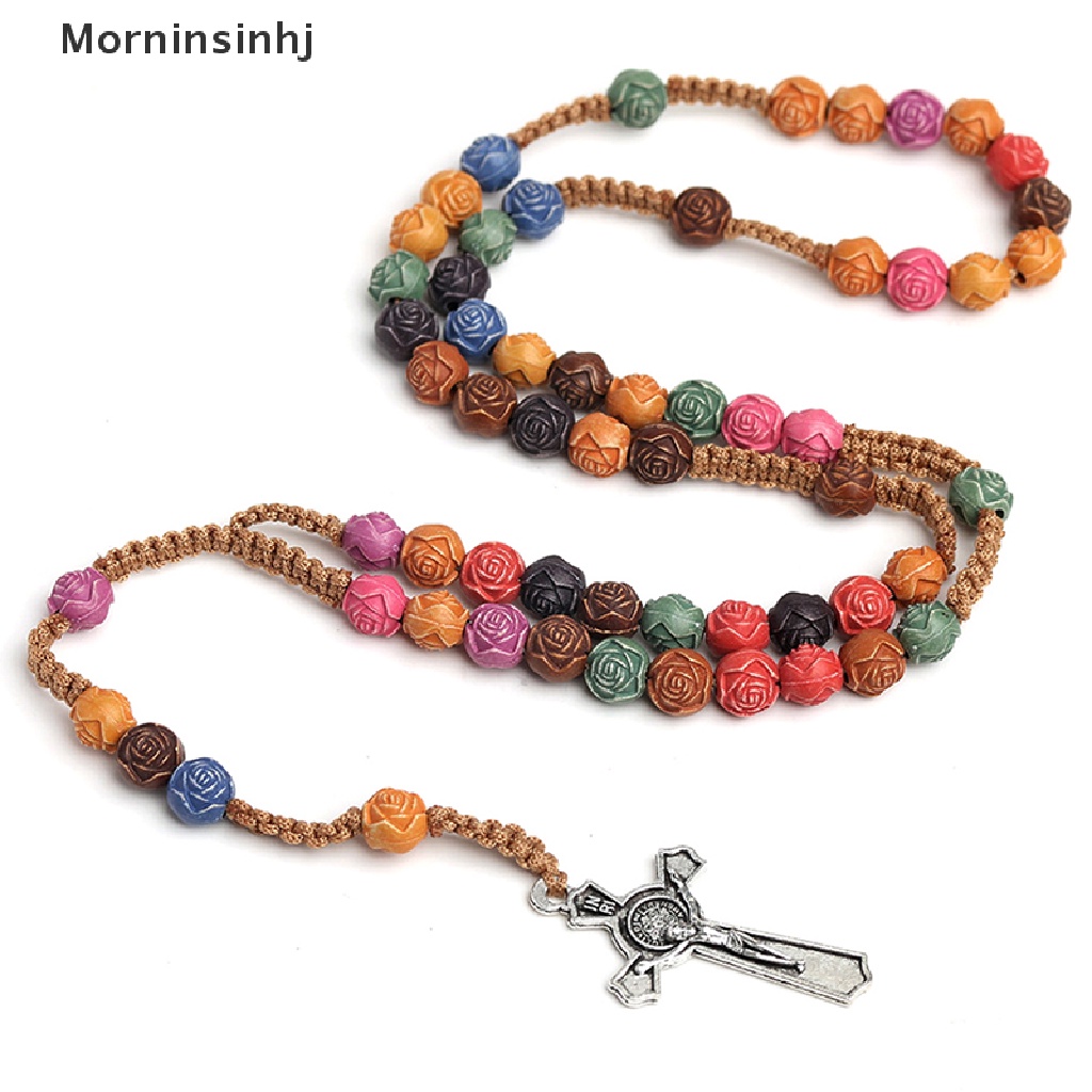 Mornin Kalung Liontin Salib Warna-Warni Yesus Katolik Doa Kristen Kalung Manik-Manik Perhiasan Religi id