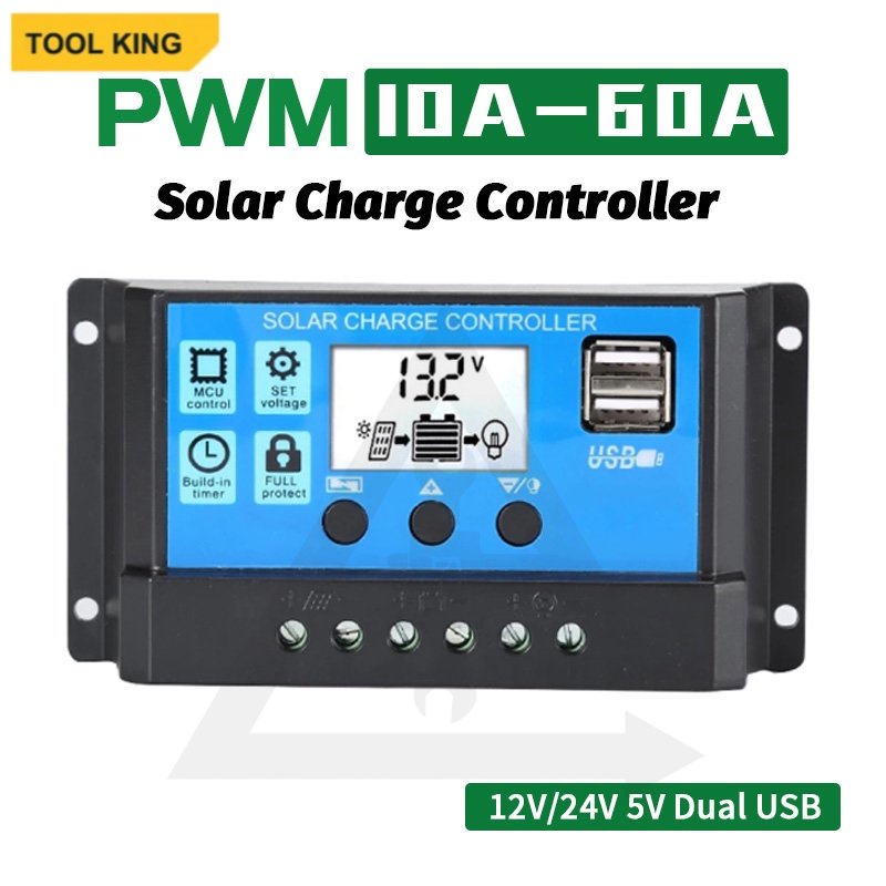 TOOL Solar Charge Controller 10A 20A 30A 40A 50A 60A Cell PWM Pengisi Daya Surya 12V24V