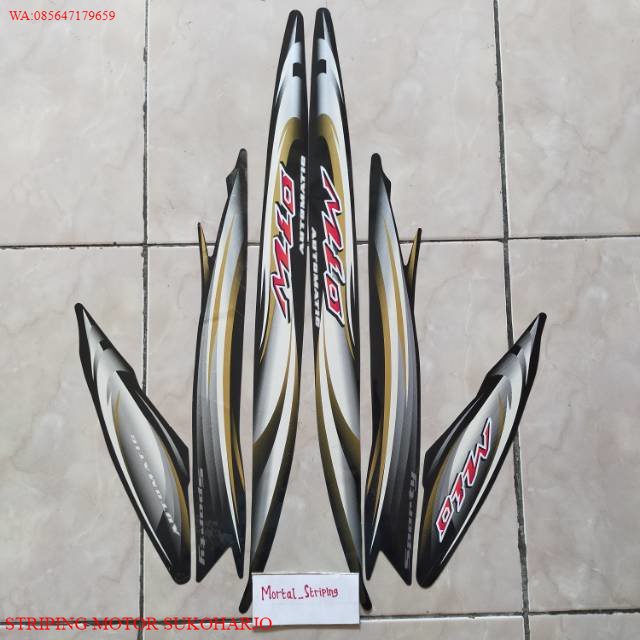 (ORI) STIKER STRIPING LIS BODY YAMAHA MIO SPORTY TAHUN 2007 WARNA HITAM STANDAR