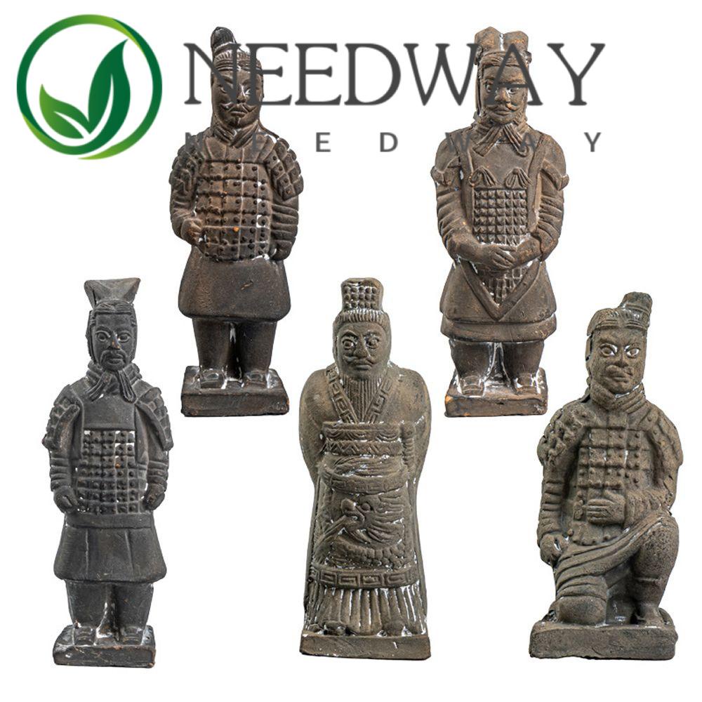 Needway   Terracotta Warriors Qin Shi Huang Miniatur Fitur Kuda Ornamen Dekorasi Ruang Tamu China Imitasi Antik Gaya Cina Kerajinan Terracotta Rumah Patung Tentara