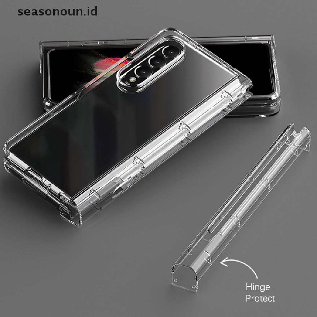 Seasonoun Full Cover Transparan Case Untuk Samsung Galaxy Z Lipat4 3 Phone Cover Dengan S Pen Fold Edition Pelindung Desain Pensil Z Fold4 Pelindung Hp.