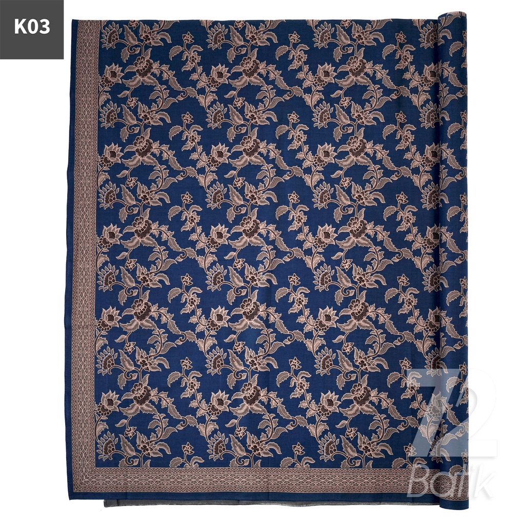 KAIN BATIK PREMIUM Katun Motif Kembang Tulip Warna Biru 723278 Cap 72 Jarik Jarit Samping Kebat Panjang Batik Katun Modern Premium Bahan Seragam Batik Pernikahan Kantor Keluarga Murah Kamen Jadi Batik Bali Lembaran