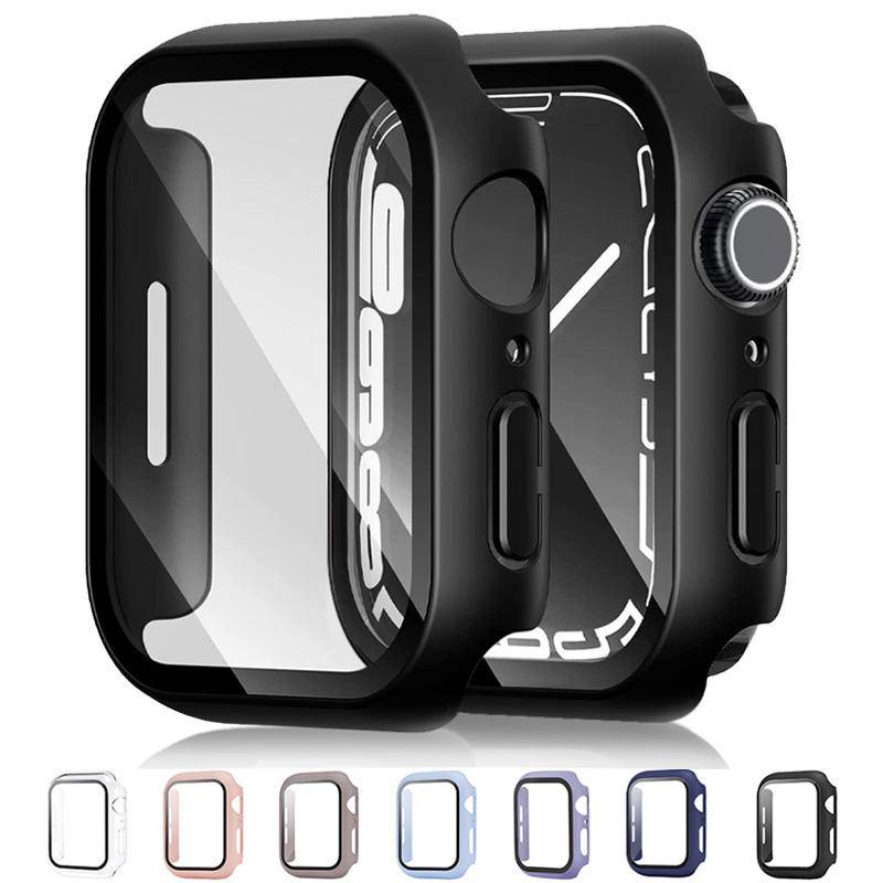 Kaca+case Untuk Apple Watch Serie8 7 6 SE 5 4 3 2 SE iWatch Case 45mm 41mm 44mm 40mm 38mm 42mm Bumper Pelindung Layar Cover Watch SE SE