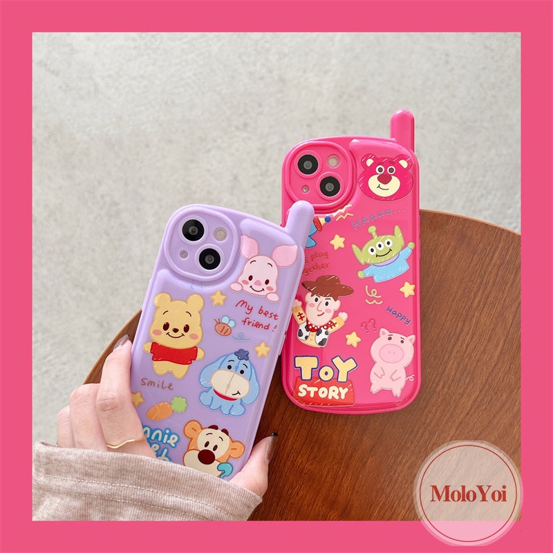 IPHONE Casing Case Winne The Pooh Kreatif Toy Story Kompatibel Untuk Iphone11 14 13 12 Pro Max7 8 Plus XR X XS MAX Kepribadian Retro Bentuk Ponsel Seluler Soft Cover