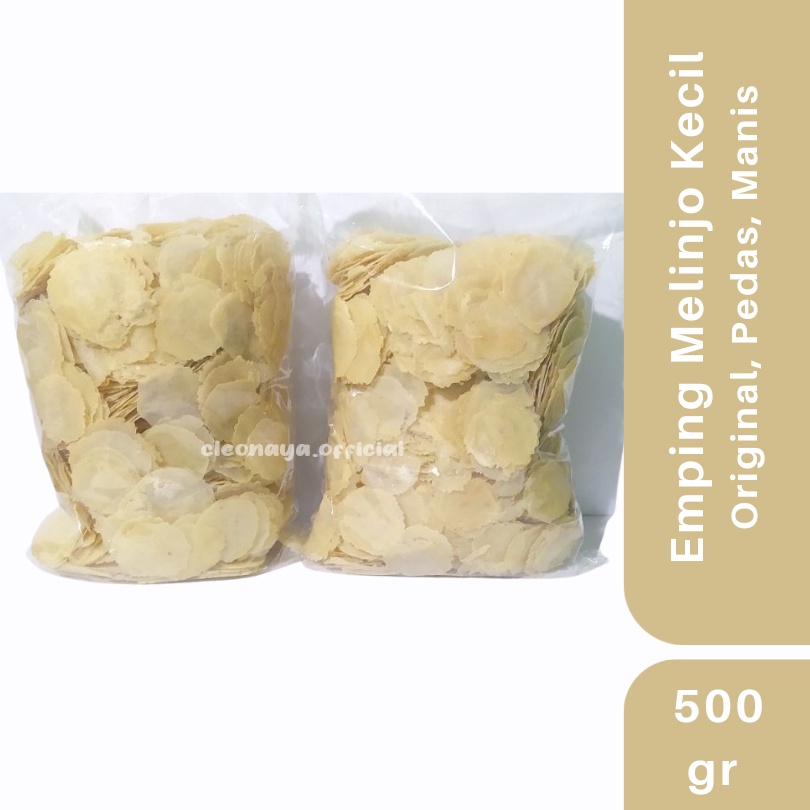 

Emping Melinjo kecil Pedas manis dan Original (kemasan 500 gr)