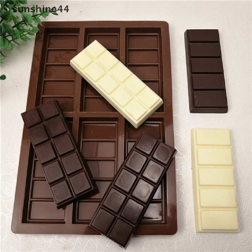 Sunshine 6 Grids Small Waffle Rectangle Chocolate Bar Silicone Candy Mold Trays ID