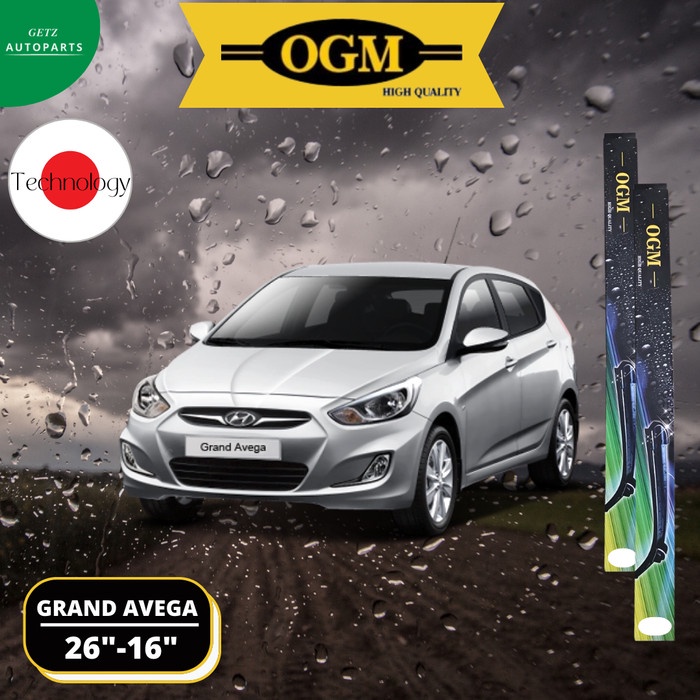 Wiper Frameless Mobil Hyundai Grand Avega Sepasang Hybrid OGM BERKUALITAS TERBAIK Bosch