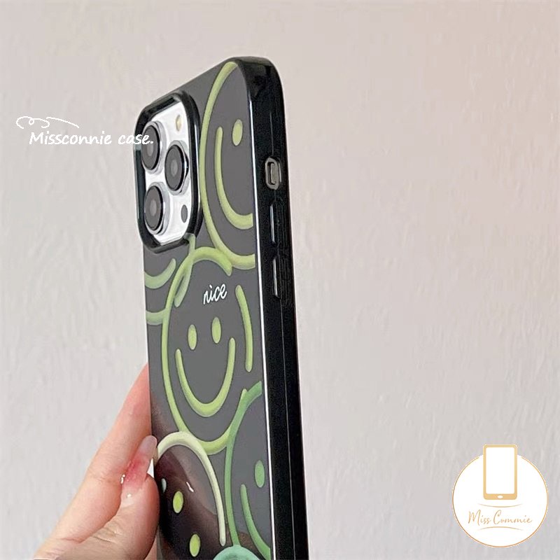 IPHONE Graffiti Cinta Hati Lembut Glossy Case Kompatibel Untuk Iphone11 14 13 12 Pro Max 7Plus XR 78 Plus X XS Max SE 2020 Kartun Lucu Smiley Halus Tahan Kotoran Tpu Cover